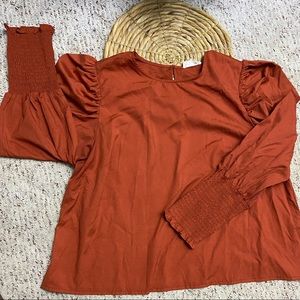 Casual long sleeve top with scrunched sleeve Sz 1X